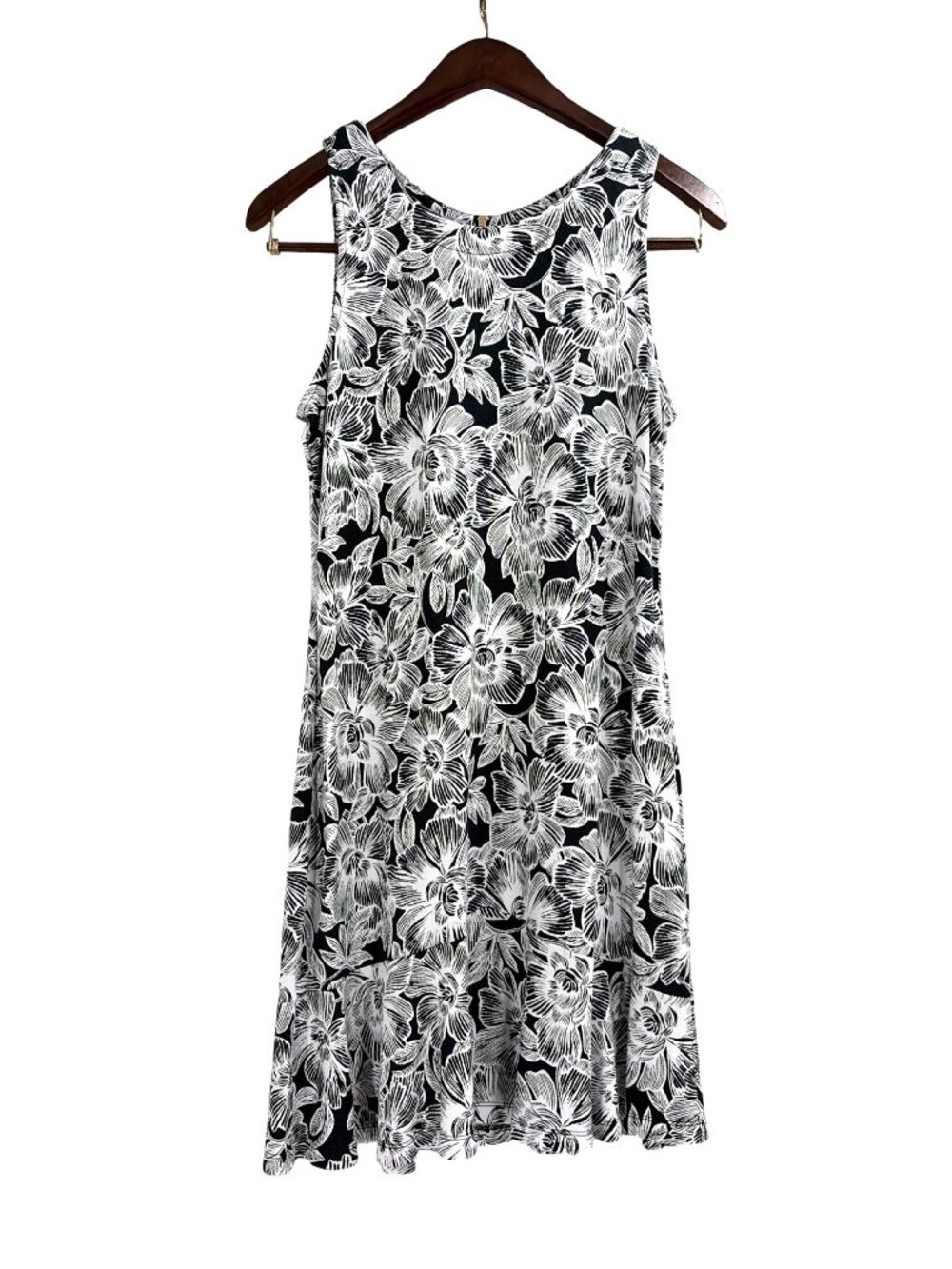 Tommy Bahama Paradise Petals Sheath Dress Womens Medium Black White Summer Vacay